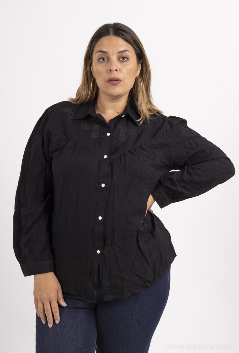 Chemise unie brodé Grande taille