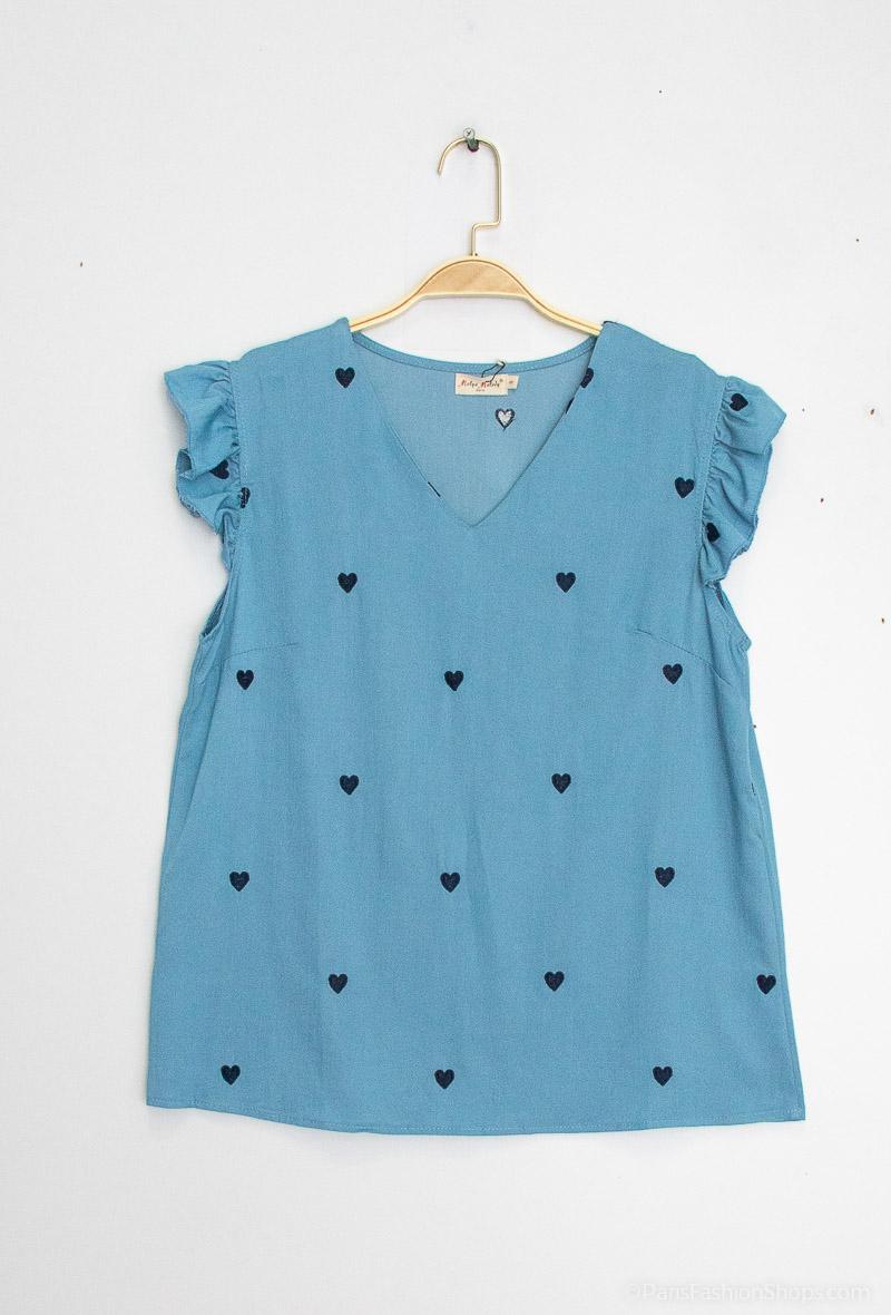 T-shirt brodé Grande taille
