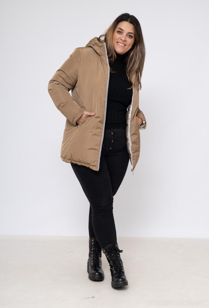 Doudoune imperméable réversible Mi-long Grande taille