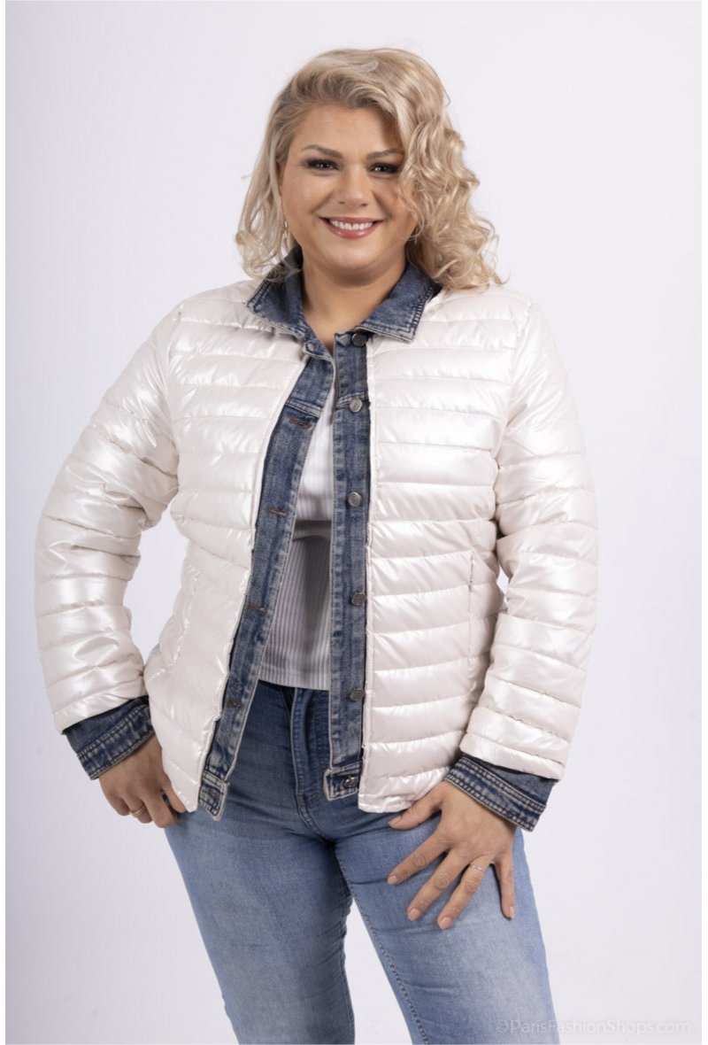 Doudoune grande taille col jeans