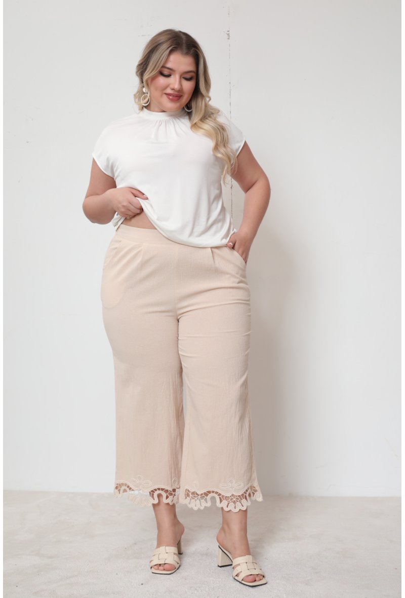 Pantalon brodé Grande taille