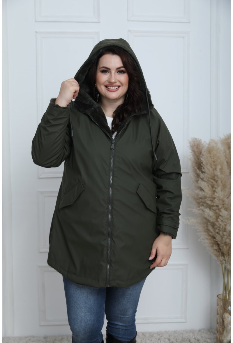 Kways imperméable réversible fourré Grande taille