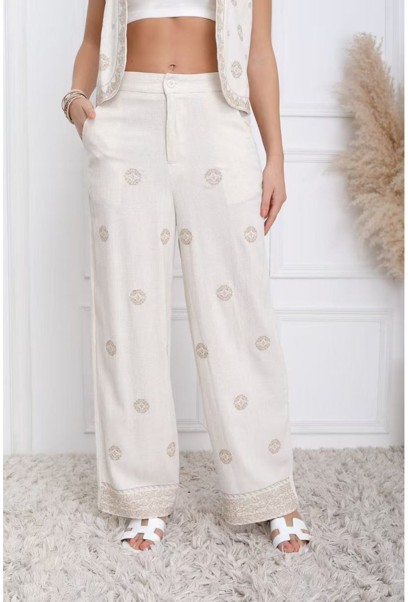 Pantalon brodé
