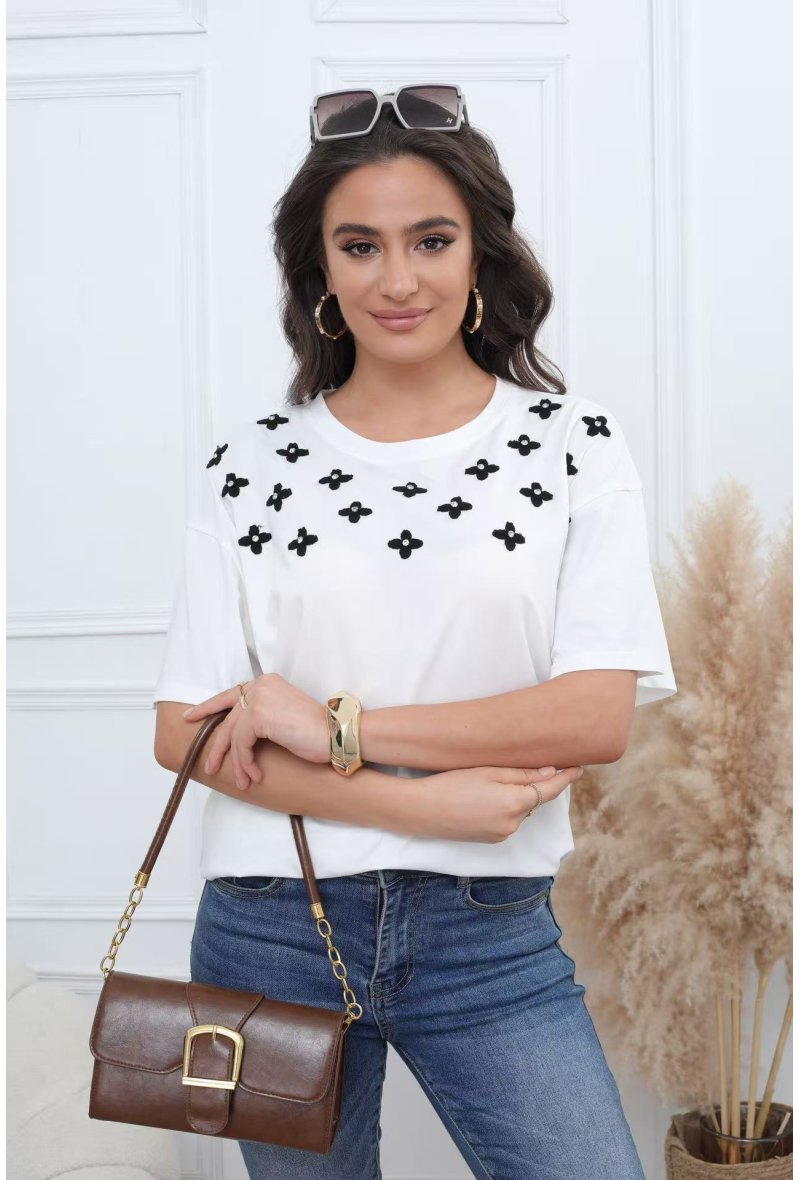 T-shirt brodé Grande taille