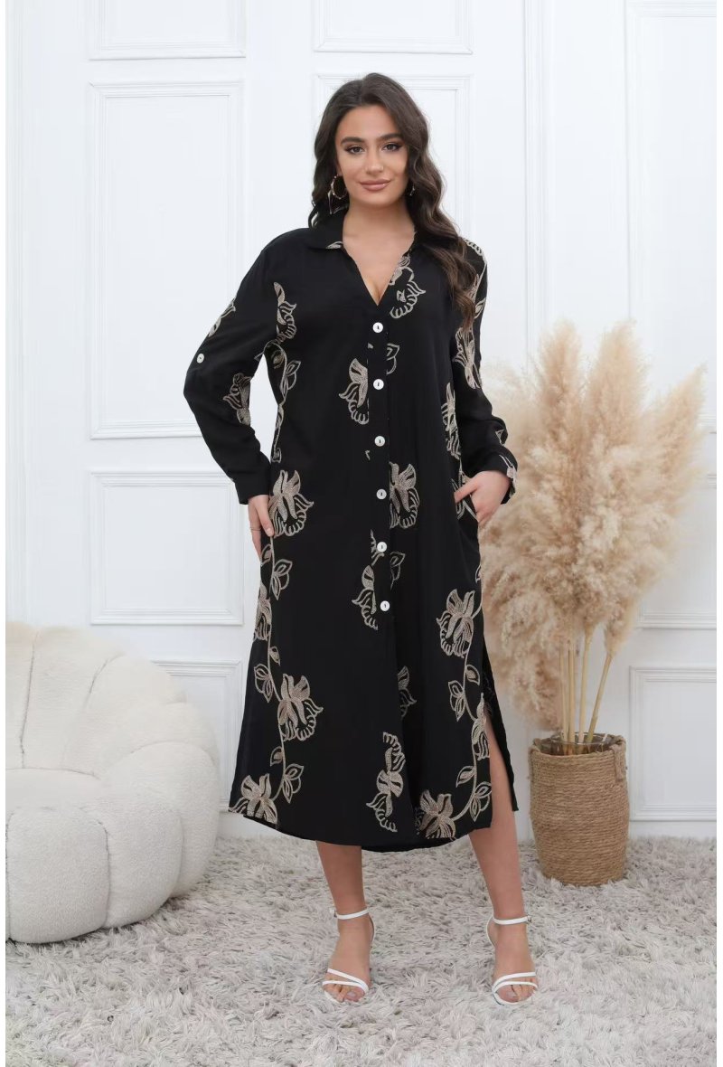 Robe chemise brodé